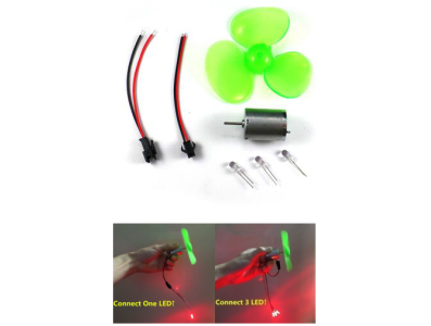 Conjunto micro gerador e&oacute;lico 90 mm com motor DC e h&eacute;lice de tr&ecirc;s p&aacute;s - Imagem 1