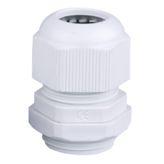 Conector r&aacute;pido PG25 em nylon branco, imperme&aacute;vel