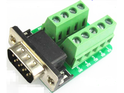 Conector serial DB9 macho 9 pinos RS232/485 com terminal de parafuso - Imagem 1