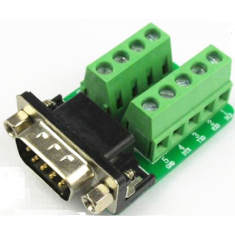 Conector serial DB9 9 pinos RS232/RS485 macho com porca