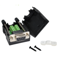 Conector DB9 f&ecirc;mea 9 pinos RS232/RS485 com terminais de parafuso, concha e parafuso