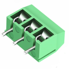 Bloco de terminais para PCB KF301-3P 3 pinos, pino reto 5,0 mm / 5,08 mm, verde