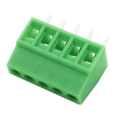 Borne PCB KF128-5P 5 pinos 2,54 mm, pinos retos tipo agulha, verde