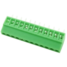 Borne KF128-12P 12 pinos passo 2,54 mm reto verde