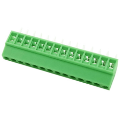 Bloco de bornes PCB KF128-14P reto 14 posi&ccedil;&otilde;es 2,54 mm verde