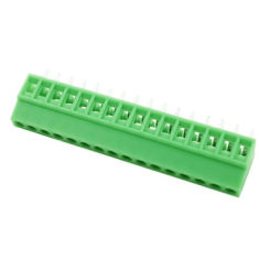 Bloco de Terminais KF128-16P 16 posi&ccedil;&otilde;es 2,54 mm reto verde para PCB