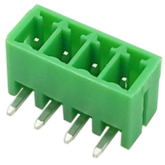 Bloco de terminais para PCB KF2EDGR-4P 3,5 mm agulha curvada verde