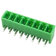 Bloco de terminais PCB KF2EDGR-8P verde 3,5 mm, 8 polos, agulha curva