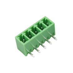 Borne para PCB KF2EDGR-5P, 5 pinos, 3,81 mm, agulha curva, verde