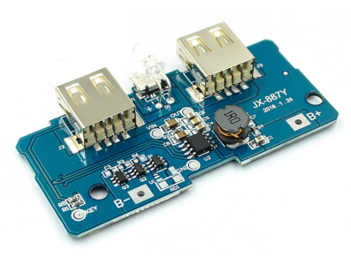 M&oacute;dulo PCB carregador e conversor boost (step-up) 3,7V para 5V 2A com dupla entrada Micro USB e LED para bateria 18650 DIY - Imagem 7
