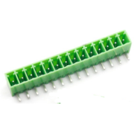 Bloco de terminais para PCB KF2EDGR-14P 3,81 mm pino curvo verde