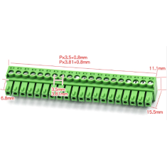 Borne terminal verde KF2EDGK-20P 3,81 mm para PCB