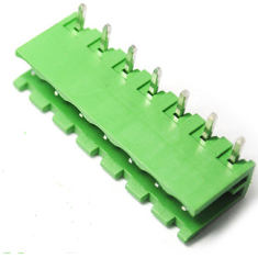 Bloco de terminais para PCB tipo aberto verde KF2EDGR-7P 5,08 mm pino curvo
