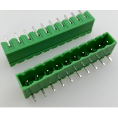 Borne para PCB KF2EDGR-10P 5,08 mm, veda&ccedil;&atilde;o verde, terminal com agulha curva