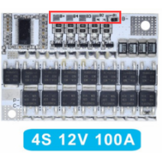 Placa BMS PCB de prote&ccedil;&atilde;o, balanceamento e carregamento LiFePO4 4S 100A, branca