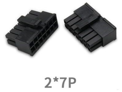 Conector para PCB pitch 3,0 mm, fila dupla 2x7 pinos (5557), carca&ccedil;a Dupont preta em PC - Imagem 1