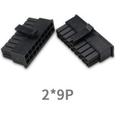 Conector de dupla fileira 2x9 pinos pequenos 3,0 mm pitch 5557, carca&ccedil;a Dupont preta (PC)