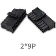 Conector de dupla fileira 2x9 pinos pequenos 3,0 mm pitch 5557, carca&ccedil;a Dupont preta (PC)