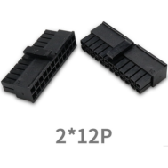 Conector 5557 2x12 pinos, dupla fileira, passo PCB 3,0 mm, pinos pequenos, carca&ccedil;a Dupont preta (PC)