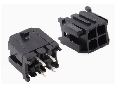 Conector de dupla fila 3,0 mm pitch 2x2 pinos pequenos (5557) housing Dupont preto (PC) - Imagem 1