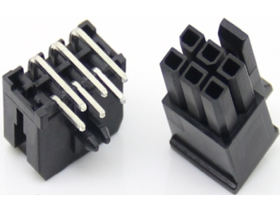 Conector PCB dupla fileira 2x3 pinos, passo 3,0 mm, 5557 para pinos pequenos, carca&ccedil;a Dupont preta (PC) - Imagem 1