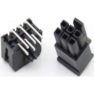 Conector PCB dupla fileira 2x3 pinos, passo 3,0 mm, 5557 para pinos pequenos, carca&ccedil;a Dupont preta (PC)
