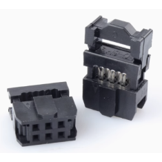 Conector IDC 6 pinos 2,54 mm, housing Dupont preto (PC)