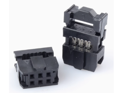 Conector IDC 6 pinos 2,54 mm, housing Dupont preto (PC) - Imagem 1