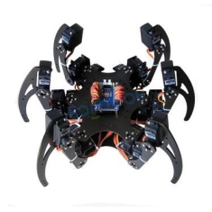 Kit Rob&oacute;tico Hex&aacute;pode Spider em Alum&iacute;nio 18DOF com seis pernas 3DOF, servos, servo horn e controlador 32CH DIY