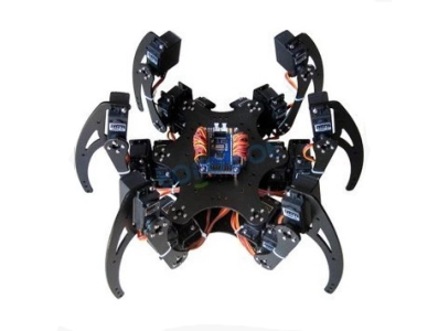 Kit Rob&oacute;tico Hex&aacute;pode Spider em Alum&iacute;nio 18DOF com seis pernas 3DOF, servos, servo horn e controlador 32CH DIY - Imagem 1