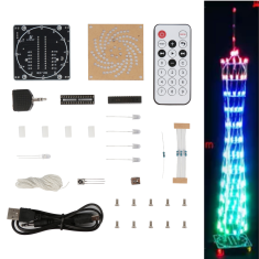 Kit LED Guangzhou Tower com controle remoto sem fio e espectro musical eletr&ocirc;nico DIY com bateria