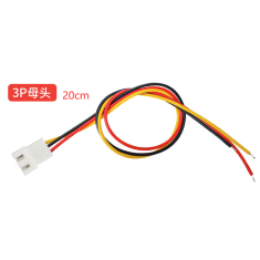 Conector JST XH 2,54 mm f&ecirc;mea 3 pinos, cabe&ccedil;a &uacute;nica, com fio 1007 26 AWG 20 cm