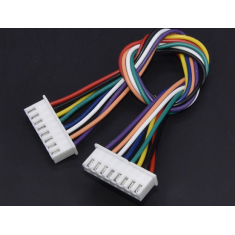 Conector JST XH 2,54 mm 8 pinos dupla cabe&ccedil;a mesma dire&ccedil;&atilde;o com fio 1007 26 AWG 50 cm