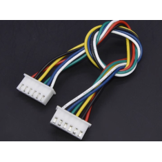 Conector XH 2,54 mm 6 pinos dupla cabe&ccedil;a mesmo sentido com fio 1007 26 AWG 80 cm