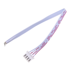 Conector macho XH 2,54 mm 4 pinos termina&ccedil;&atilde;o &uacute;nica com fios 1007 26 AWG vermelho e branco 10 cm