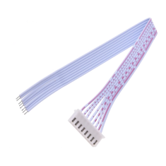 Conector JST XH 2,54 mm 8 pinos macho com cabo 1007 26 AWG 10 cm vermelho e branco