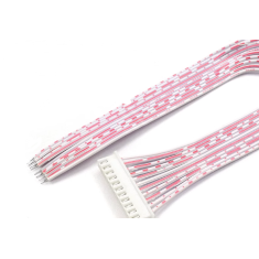 Conector JST XH 2,54 mm 11 pinos macho cabeado em uma extremidade, fios 1007 26 AWG 12 cm vermelho e branco
