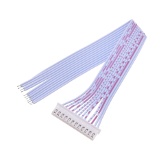 Conector macho JST XH 2,54 mm 12 pinos com fios 1007 26AWG vermelho e branco 10 cm