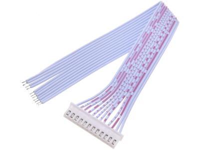 Conector macho JST XH 2,54 mm 12 pinos com fios 1007 26AWG vermelho e branco 10 cm - Imagem 1