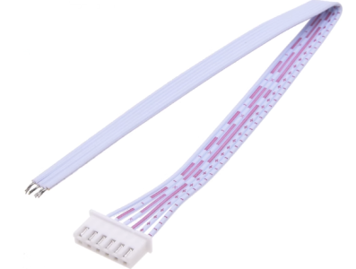Conector macho de extremidade &uacute;nica 6 pinos XH 2,54 mm com cabo 1007 26 AWG vermelho e branco 20 cm - Imagem 1