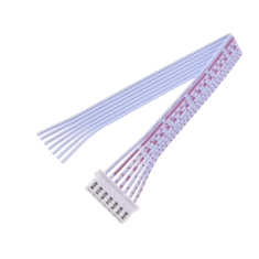 Conector macho XH 2,54 mm 7 pinos com cabo 1007 26 AWG 20 cm, fios vermelho e branco