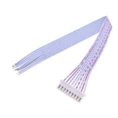 Conector macho XH 2,54 mm 9 pinos, fileira &uacute;nica, fios 1007 26AWG 20 cm vermelho/branco