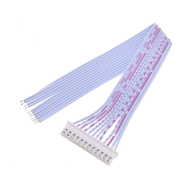 Conector macho XH 2,54 mm 12 pinos com fios 1007 vermelho e branco 26 AWG 20 cm