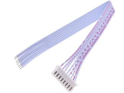 Conector XH 2,54 mm 8 pinos macho, cabo 26 AWG 30 cm, fios vermelho e branco - Imagem 1