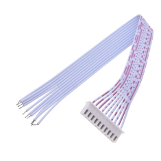 Conector JST XH 2,54 mm macho 10 pinos com fios 1007 26 AWG 30 cm (vermelho e branco)