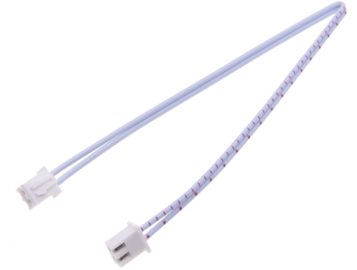 Conector macho XH 2,54 mm 2 pinos dupla cabe&ccedil;a mesma dire&ccedil;&atilde;o com fios vermelho e branco 1007 26 AWG 10 cm - Imagem 1
