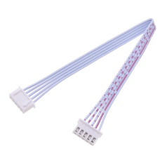 Conector macho XH 2,54 mm 5 pinos dupla cabe&ccedil;a mesma dire&ccedil;&atilde;o, cabo 1007 26AWG vermelho e branco 10 cm