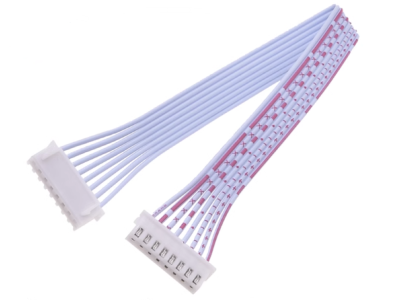Conector macho XH 2.54 mm 8 pinos dupla cabe&ccedil;a mesma orienta&ccedil;&atilde;o, fios 1007 26AWG vermelho e branco, 10 cm - Imagem 1