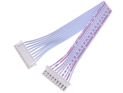 Conector macho XH 2,54 mm 9 pinos dupla cabe&ccedil;a mesma dire&ccedil;&atilde;o, fios 1007 vermelho e branco 26 AWG 10 cm - Imagem 1