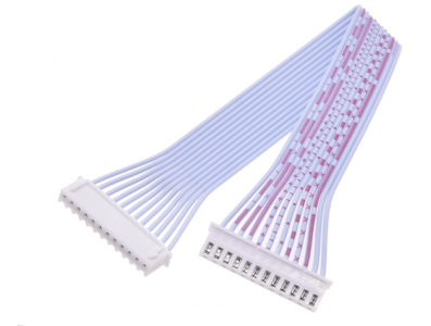 Conector macho XH 2,54 mm 12 pinos dupla cabe&ccedil;a mesmo sentido com fios 1007 26 AWG vermelho e branco 10 cm - Imagem 1